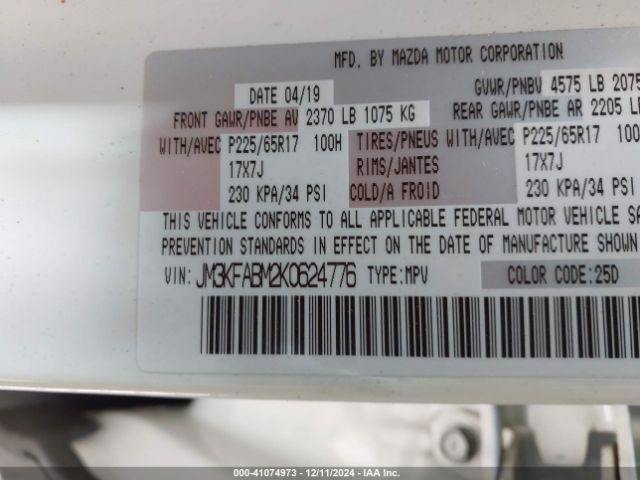 JM3KFABM2K0624776 Mazda CX-5 SPORT