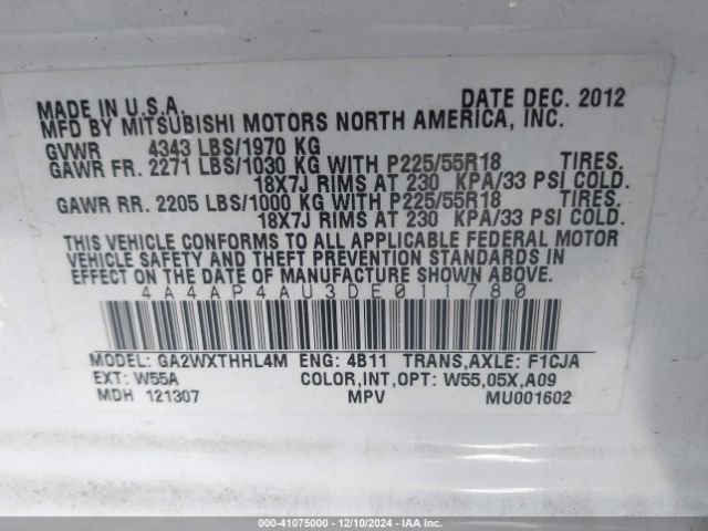 2013 MITSUBISHI OUTLANDER SPORT 4A4AP4AU3DE011780 Photo 8