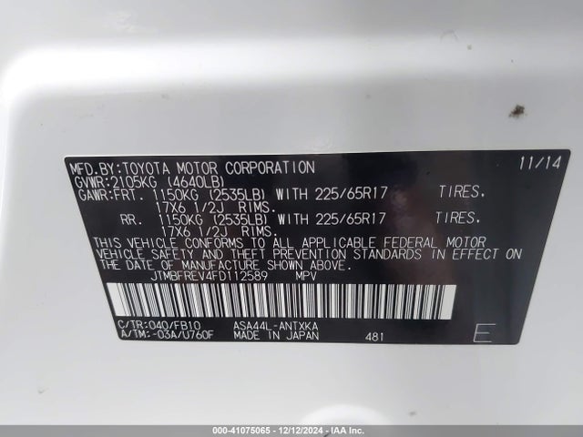 Toyota RAV4 LE 2015 JTMBFREV4FD112589 Image 9