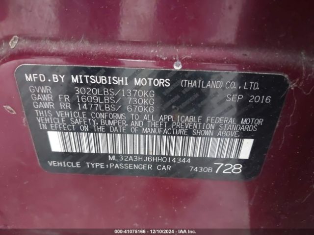 ML32A3HJ6HH014344 Mitsubishi MIRAGE ES