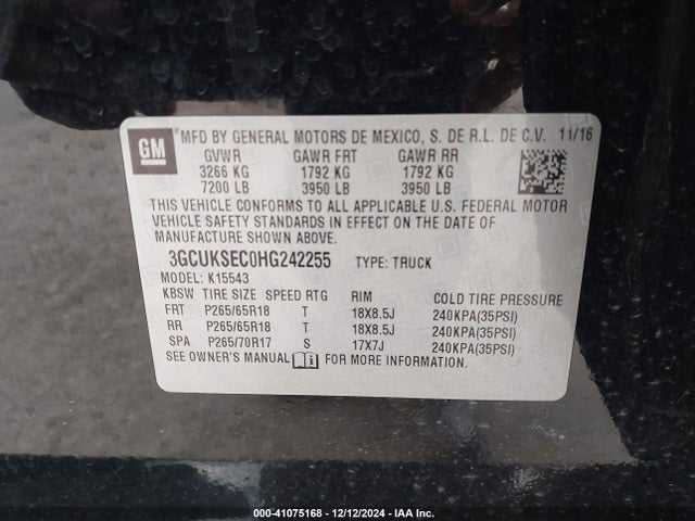 Chevrolet Silverado 1500 2lz 2017 3GCUKSEC0HG242255 Image 9