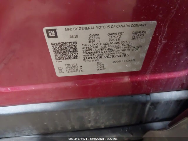 Chevrolet EQUINOX LT 2018 2GNAXSEV0J6264495 Image 9