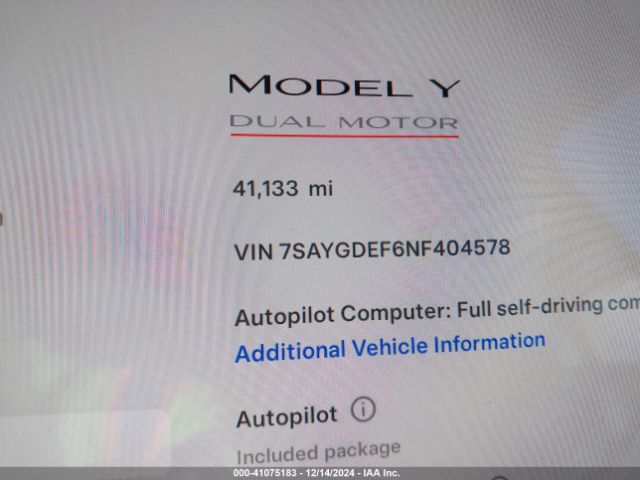 7SAYGDEF6NF404578 Tesla Model Y Performance Dual Motor All-wheel Drive