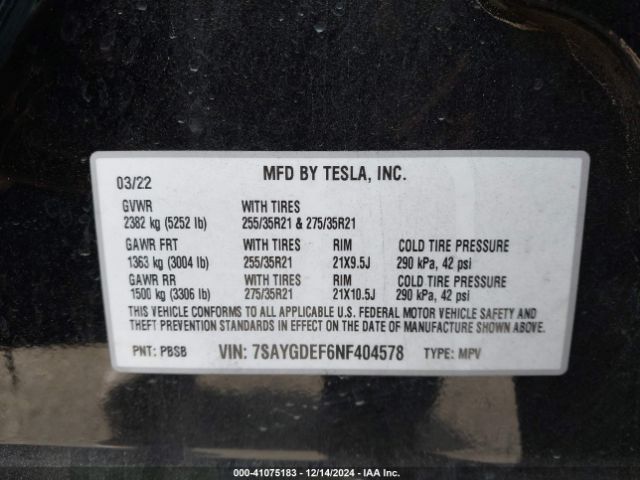 7SAYGDEF6NF404578 Tesla Model Y Performance Dual Motor All-wheel Drive
