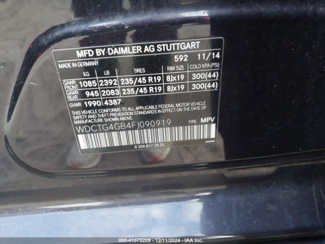 WDCTG4GB4FJ090919 Mercedes-Benz Gla 250 4matic