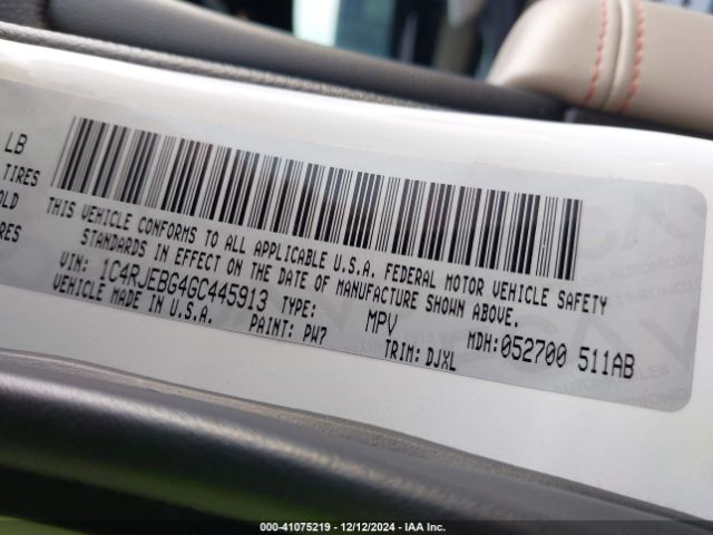 1C4RJEBG4GC445913 Jeep Grand Cherokee Limited 75th Anniversary