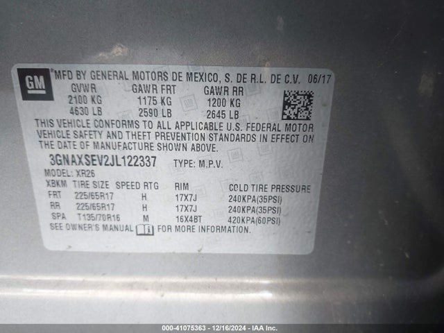 Chevrolet EQUINOX LT 2018 3GNAXSEV2JL122337 Image 9