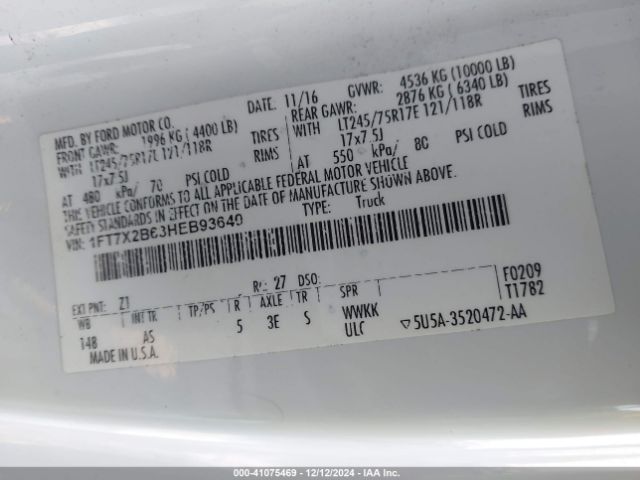 1FT7X2B63HEB93640 Ford F-250 Xl