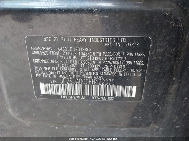 JF2SJADC0EH422375 Subaru Forester 2.5i Premium