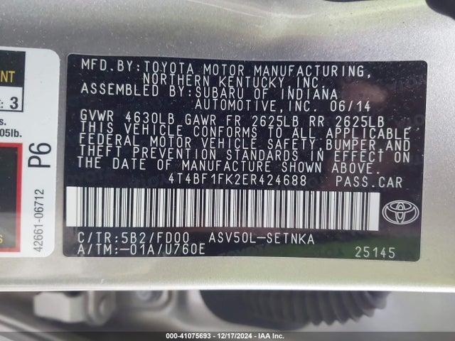 Toyota CAMRY LE 2014 4T4BF1FK2ER424688 Image 9