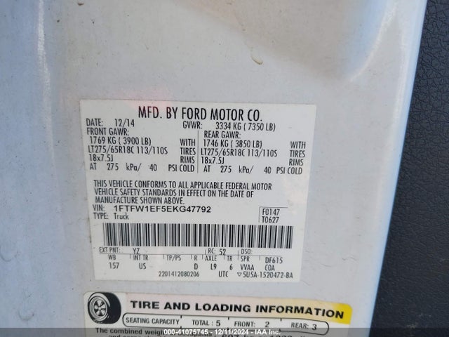 Ford F-150 Xlt 2014 1FTFW1EF5EKG47792 Image 9