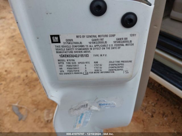 2002 GMC YUKON 1GKEK63U42J195183 Photo 8