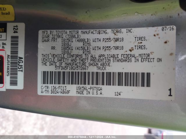 5TFDW5F10GX572667 Toyota Tundra Sr5 5.7l V8