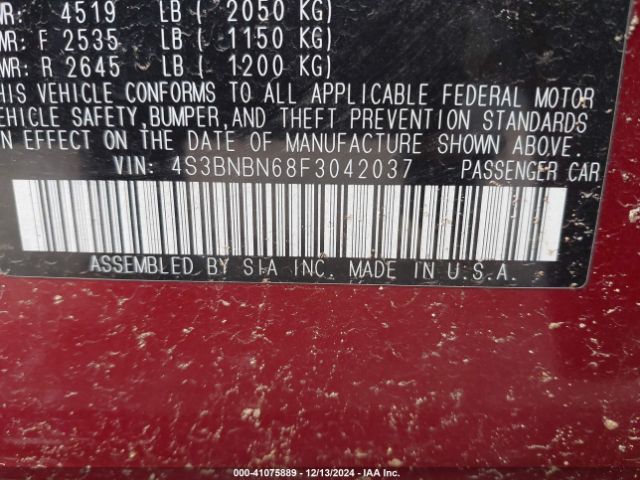 4S3BNBN68F3042037 Subaru Legacy 2.5i Limited