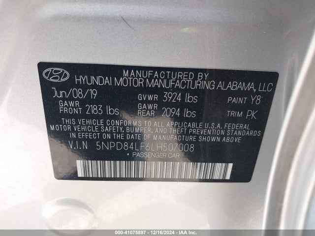 Hyundai ELANTRA SEL 2020 5NPD84LF6LH507008 Image 9