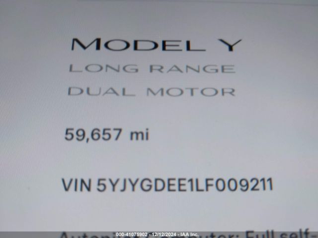 5YJYGDEE1LF009211 Tesla Model Y
