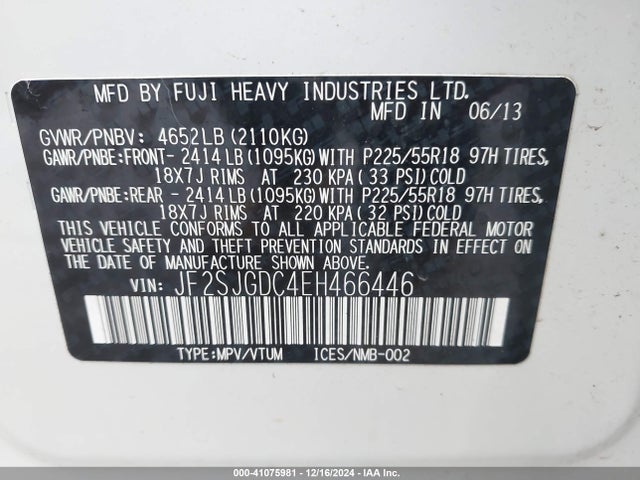 JF2SJGDC4EH466446 Subaru Forester 2.0xt Premium