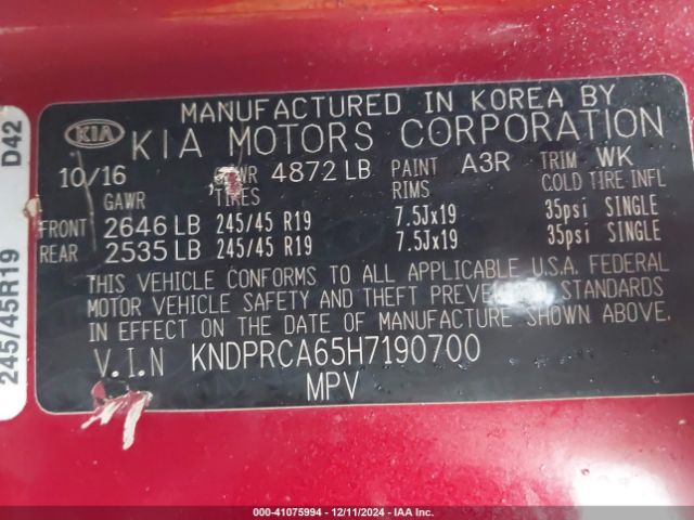 KNDPRCA65H7190700 KIA Sportage Sx Turbo