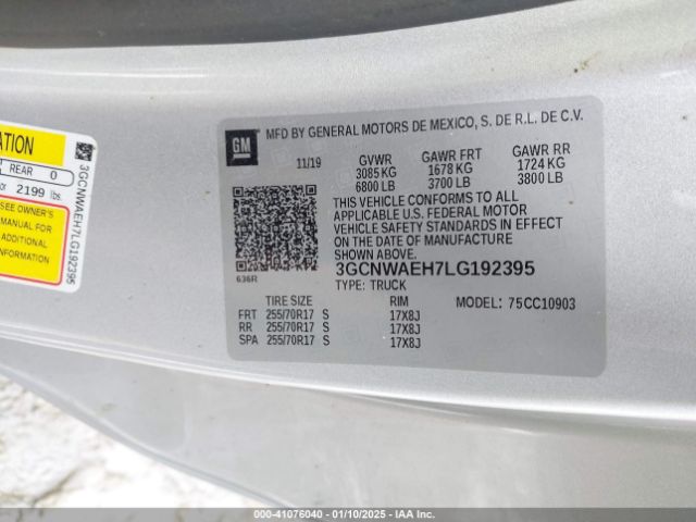 3GCNWAEH7LG192395 Chevrolet Silverado 1500 2wd  Long Bed Wt