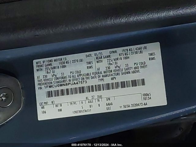 1FMCU0MN8PUA47573 Ford Escape St-line
