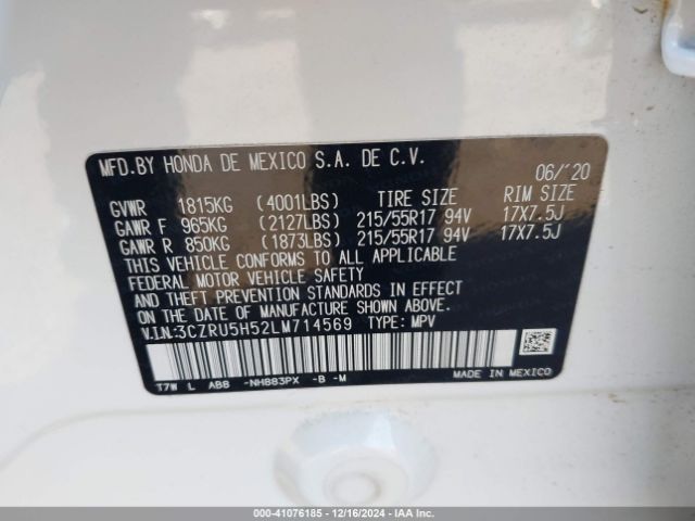 3CZRU5H52LM714569 Honda Hr-v 2wd Ex
