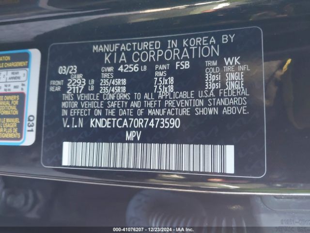 KNDETCA70R7473590 KIA Seltos Sx Turbo