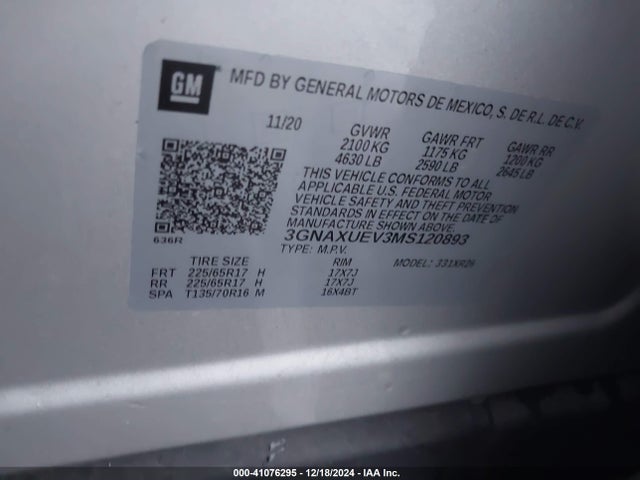 Chevrolet Equinox Awd Lt 2021 3GNAXUEV3MS120893 Image 9