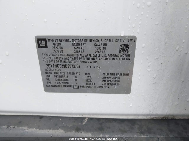 2013 CADILLAC SRX 3GYFNGE39DS573737 Photo 8