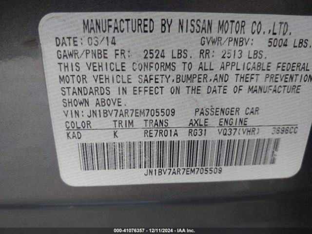 JN1BV7AR7EM705509 Infiniti Q50 SPORT