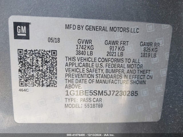 Chevrolet Cruze Lt Auto 2018 1G1BE5SM5J7230285 Image 9