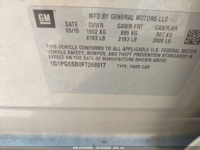 1G1PG5SB0F7268917 Chevrolet CRUZE LTZ