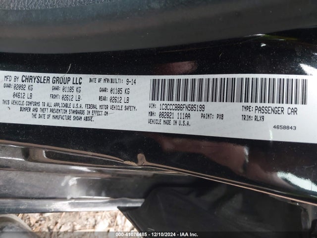 1C3CCCBB6FN585199 Chrysler 200 S