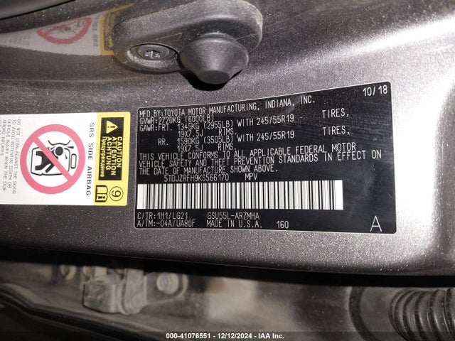 5TDJZRFH9KS566170 Toyota Highlander Se