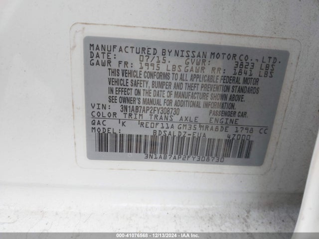 Nissan SENTRA SV 2015 3N1AB7AP2FY308730 Image 9