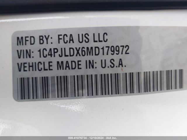 1C4PJLDX6MD179972 Jeep Cherokee Limited Fwd