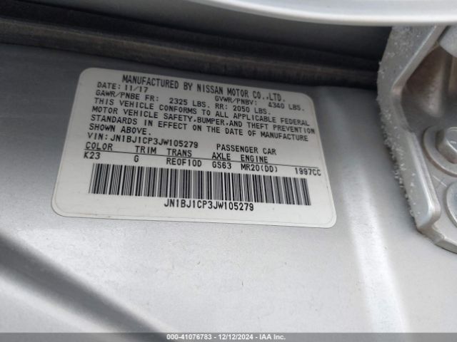 JN1BJ1CP3JW105279 Nissan Rogue Sport S