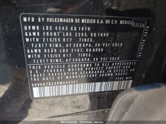 3VV5X7B29RM049301 Volkswagen Taos 1.5t S