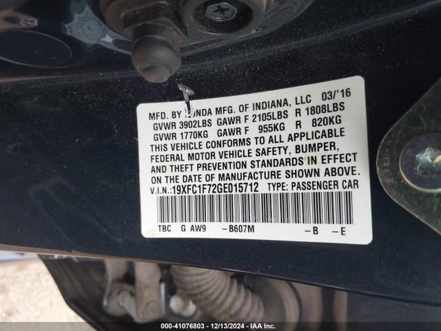 Honda Civic Ex-l 2016 19XFC1F72GE015712 Image 9