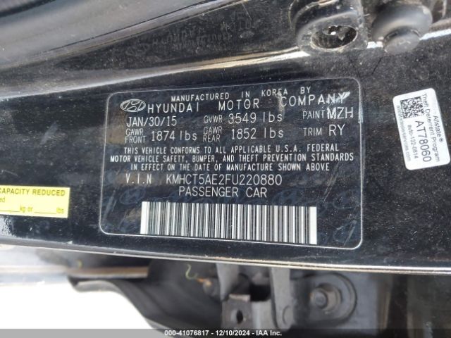 KMHCT5AE2FU220880 Hyundai ACCENT GS
