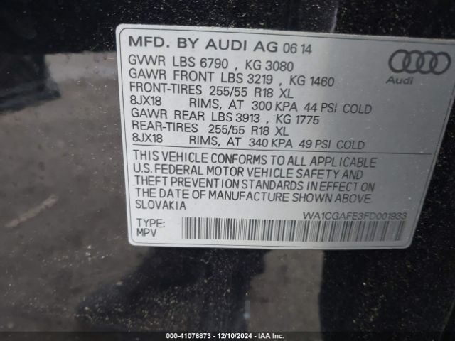 WA1CGAFE3FD001933 Audi Q7 3.0t Premium