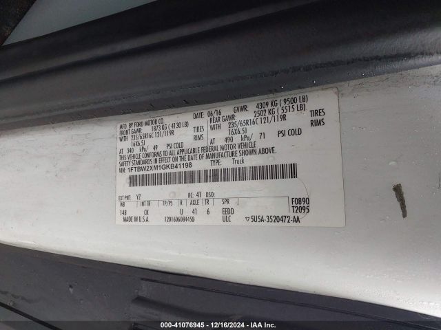 1FTBW2XM1GKB41198 Ford Transit-350