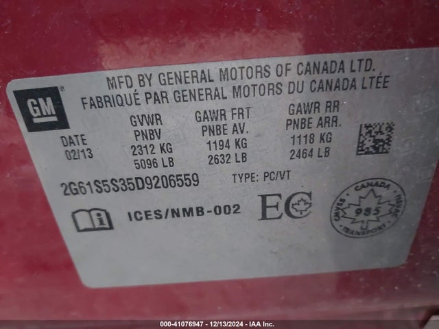 2013 CADILLAC XTS 2G61S5S35D9206559 Photo 8