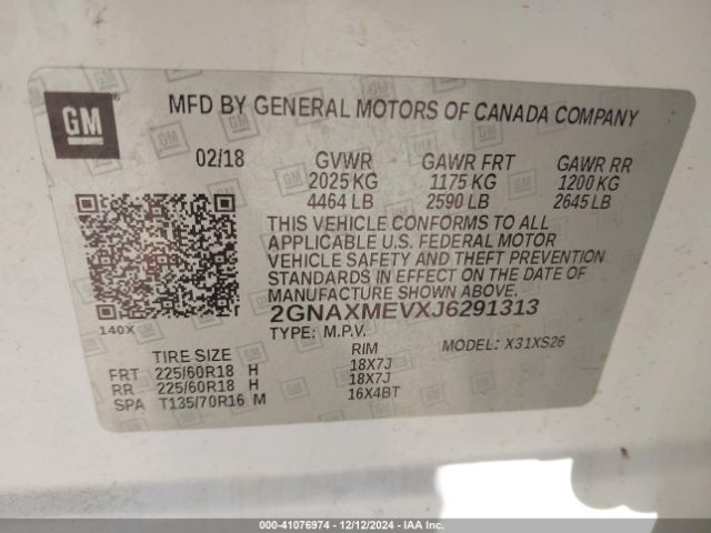 2GNAXMEVXJ6291313 Chevrolet Equinox Premier