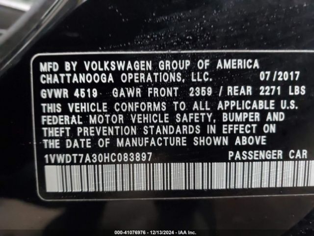 1VWDT7A30HC083897 Volkswagen Passat 1.8t R-line