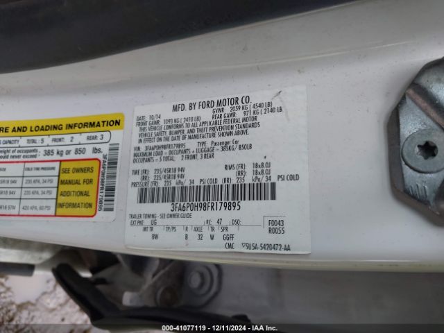 3FA6P0H98FR179895 Ford FUSION SE
