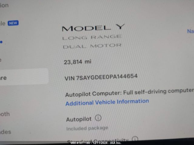 7SAYGDEE0PA144654 Tesla Model Y Awd/long Range Dual Motor All-wheel Drive