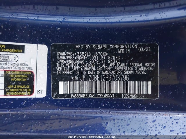 JF1ZDBE12P9703796 Subaru Brz Limited