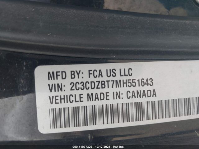 2C3CDZBT7MH551643 Dodge Challenger R/t