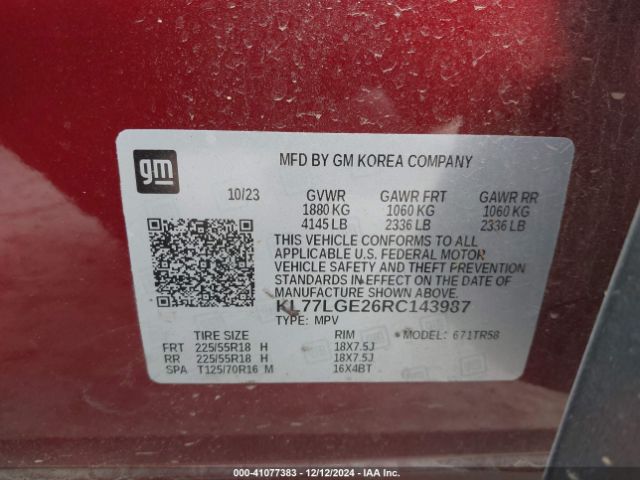 KL77LGE26RC143987 Chevrolet Trax Fwd 1rs