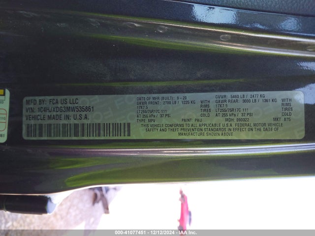 1C4HJXDG3MW535861 Jeep Wrangler Unlimited Willys 4x4